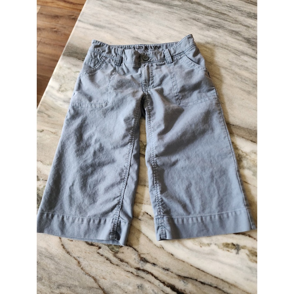 Old Navy Womens Blue Cotton Wide Leg Cropped Capri Pants Size 2 Y2K Utility